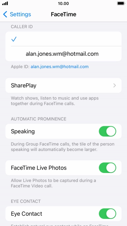 Press the required setting below 
