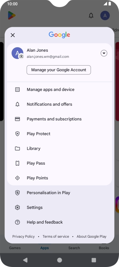 Press Manage apps and device.