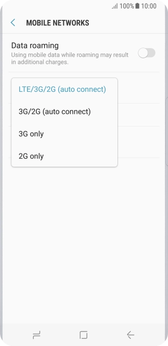 Press the required network mode.