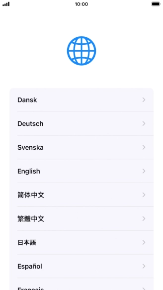 Press the required language.