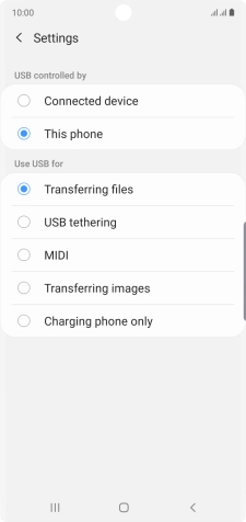 Press Transferring files to turn on the function.