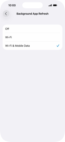 To turn off background refresh of apps, press Off.