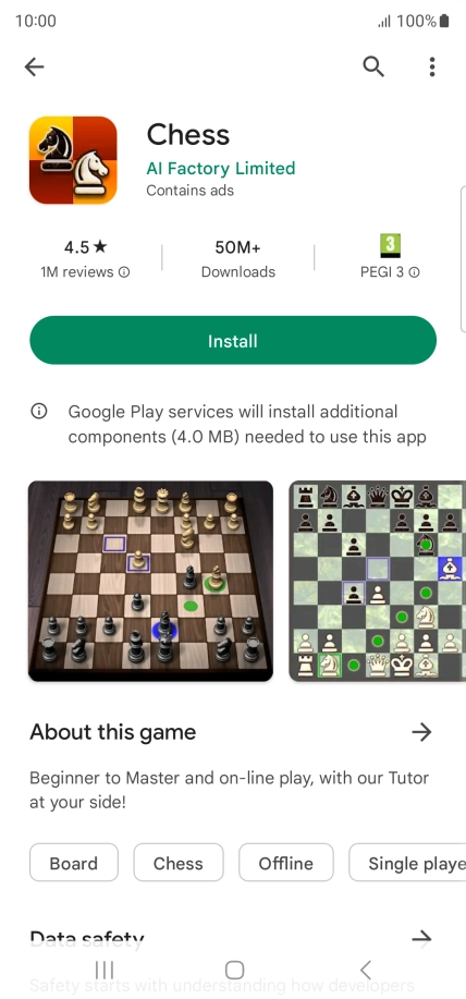 Press Install and follow the instructions on the screen to install the app.