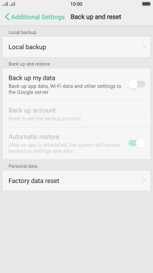 Press Factory data reset.