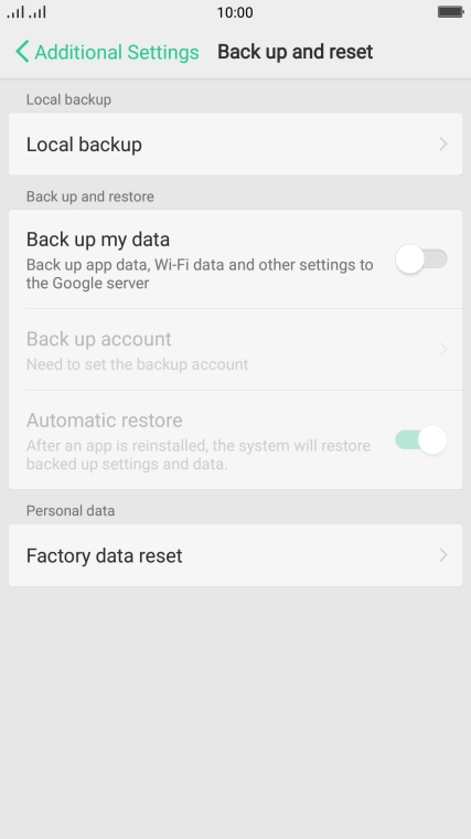 Press Factory data reset.