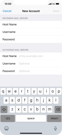 Press Host Name and key in the name of your email provider's outgoing server. Please note that if you can't send email messages when using your email provider's outgoing server, key in smtp.vodafone.net.au (Vodafone's outgoing server).