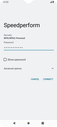 Key in the password for the Wi-Fi network and press CONNECT.