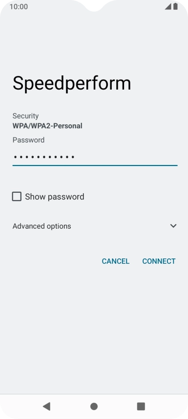 Key in the password for the Wi-Fi network and press CONNECT.