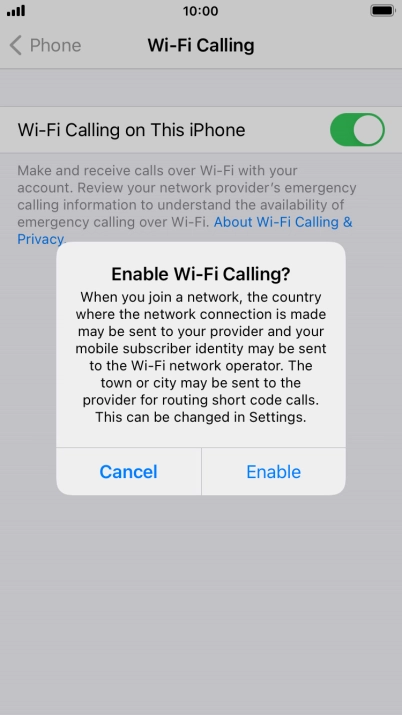 If you turn on the function, press Enable.