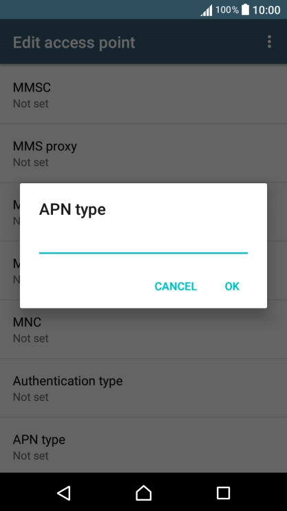 Key in default and press OK.