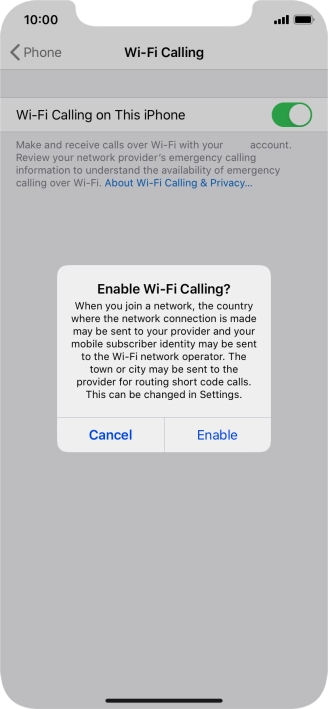 If you turn on the function, press Enable.