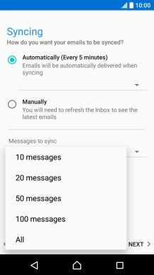 Press the required setting.