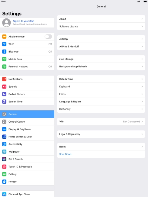 Press Sign in to your iPad.