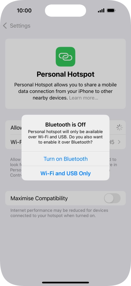 If Wi-Fi is turned on, press Wi-Fi and USB Only.