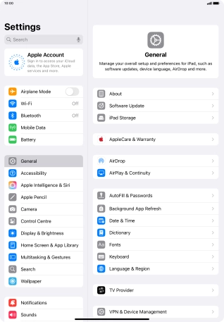 Press Apple Account.