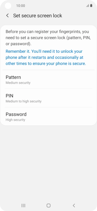 Press the required phone lock code and follow the instructions on the screen to create an additional phone lock code.