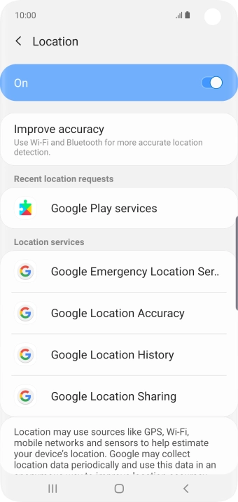 Press Google Location Accuracy.