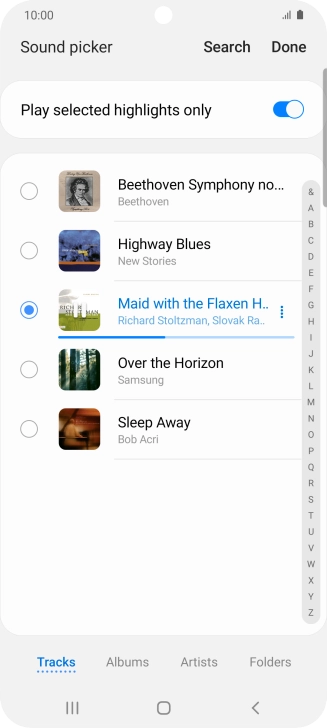 Once you've found a ring tone you like, press Done.