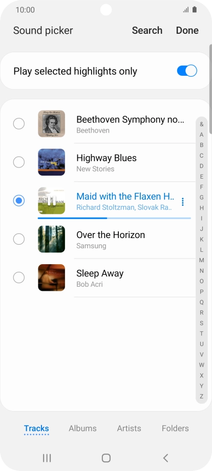 Once you've found a ring tone you like, press Done.