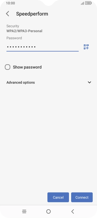 Key in the password for the Wi-Fi network and press Connect.
