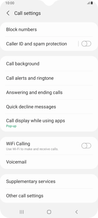 Press Supplementary services.