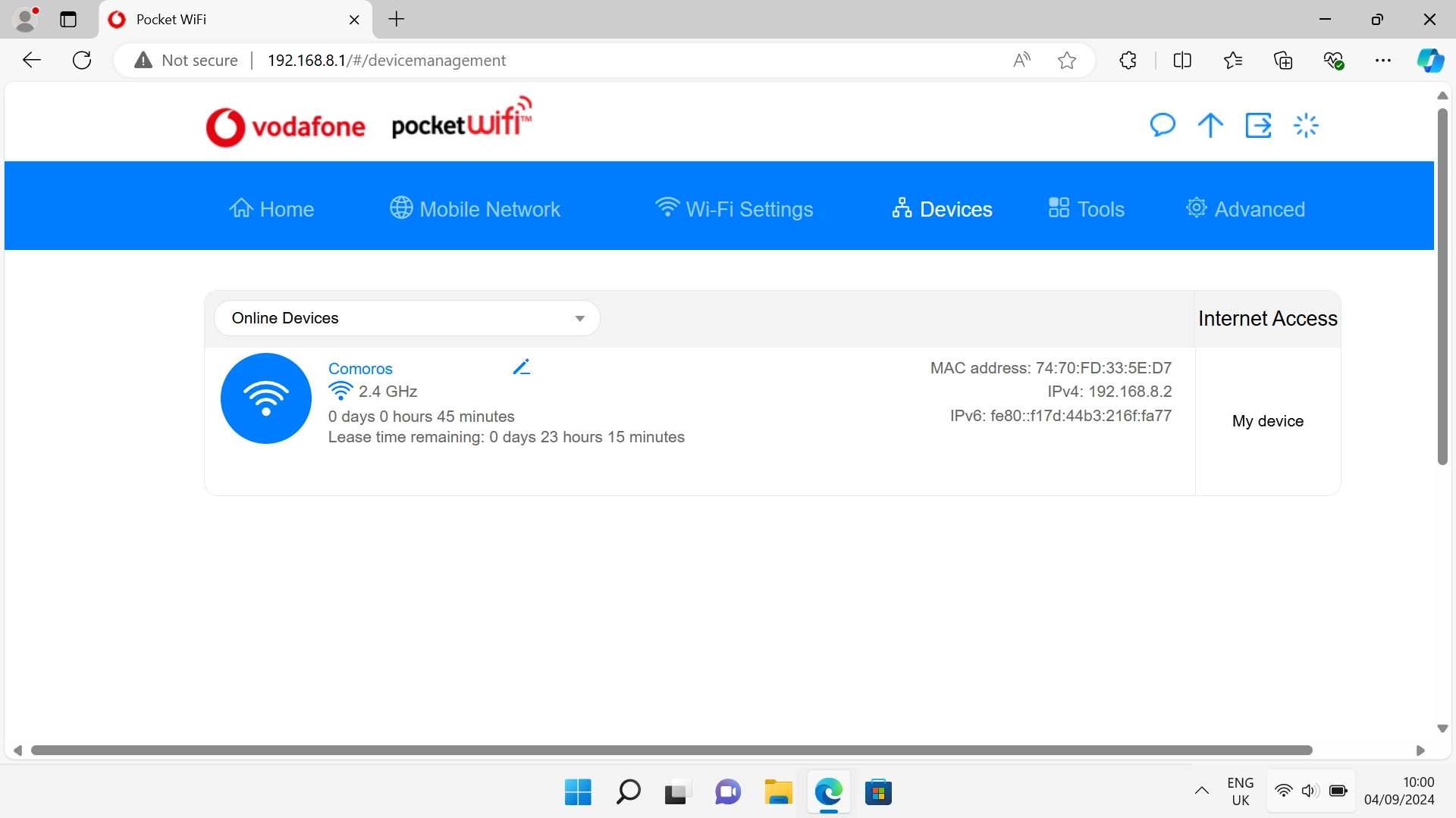 In Devices, you can see a list of devices connected to your router.