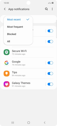 Press the required setting.