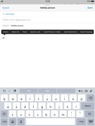 Press Insert Photo or Video and follow the instructions on the screen to attach a picture or a video clip.