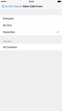 Press the required setting to select which contacts can call you even though Do Not Disturb is turned on.