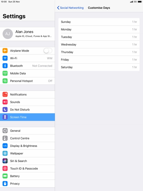 Press the required days.