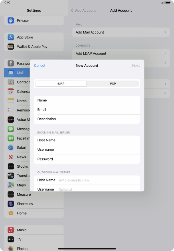 Press Host Name and key in the name or IP address of your email provider's outgoing server. Please note that if you can't send email messages when using your email provider's outgoing server, key in smtp.vodafone.net.au (Vodafone's outgoing server).