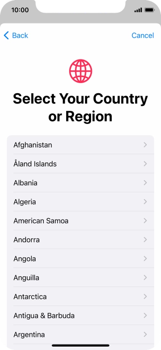 Press the required country.