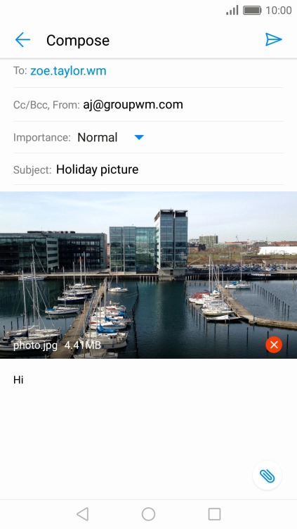 Press the send icon when you've finished your email message.