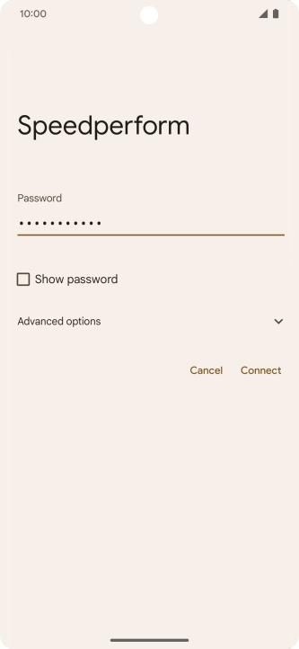 Key in the password for the Wi-Fi network and press Connect.
