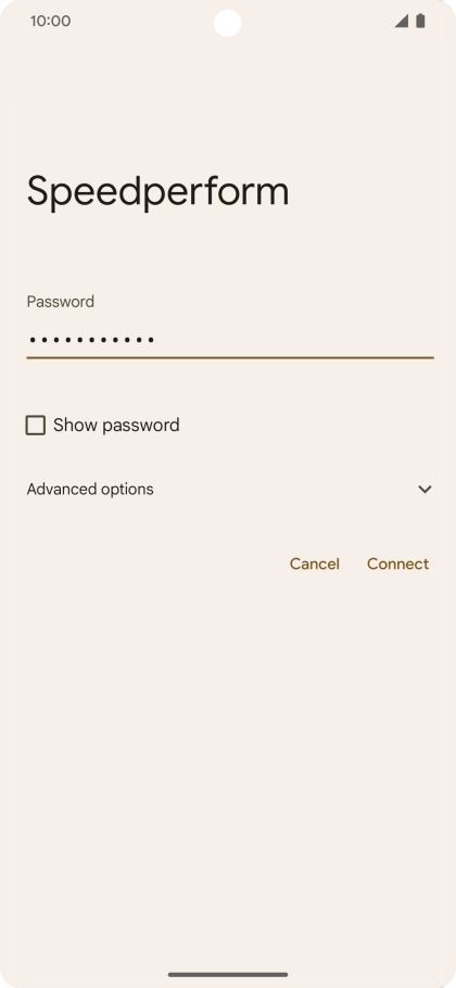 Key in the password for the Wi-Fi network and press Connect.