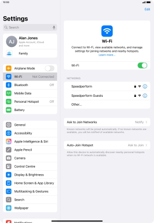Press the required Wi-Fi network and key in the password for the Wi-Fi network.
