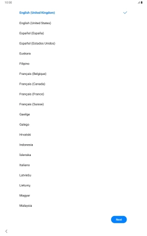 Press the required language.