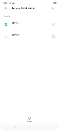 Press the field next to the data connection to activate it.