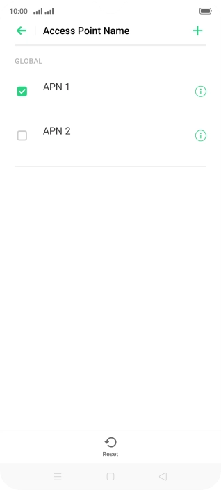 Press the field next to the data connection to activate it.