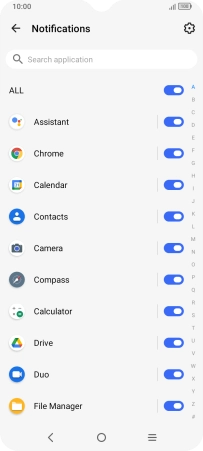 Press the indicators next to the required apps to turn the function on or off.