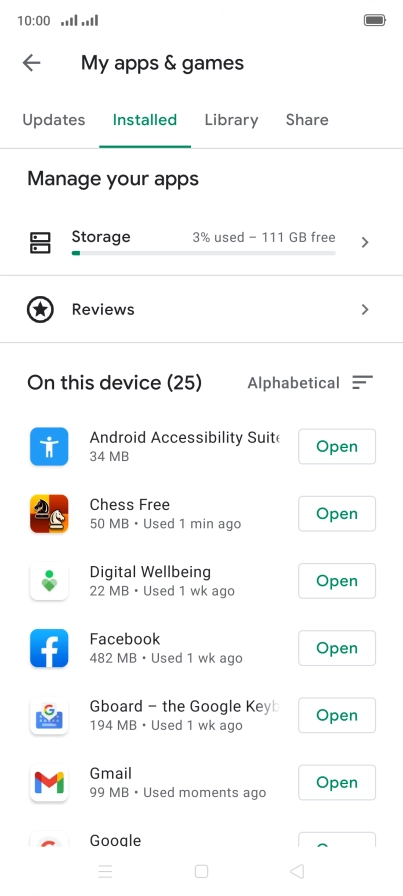 Press the required app.