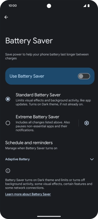 Press the required settings to turn them on or off.