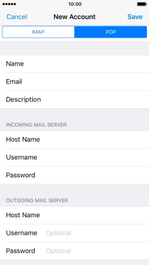 Press Username and key in the username for your email account.