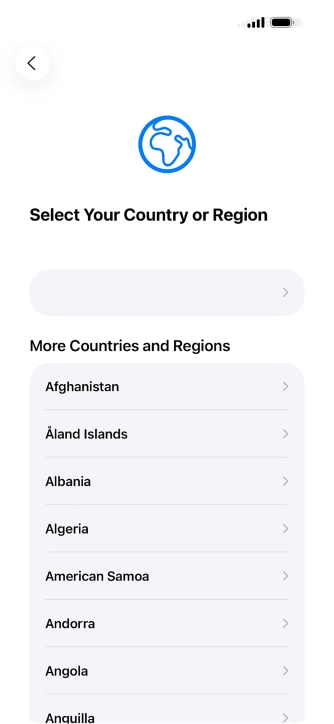 Press the required country or area.