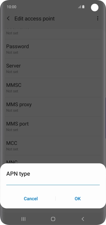 Key in default and press OK.