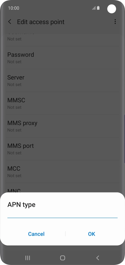 Key in default and press OK.