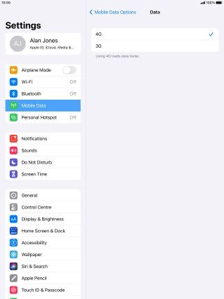 Press the required network mode.
