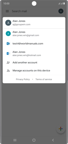 Press the required email account.