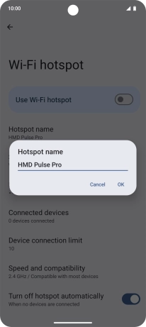 Key in the required Wi-Fi hotspot name and press OK.