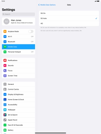 Press the required network mode.